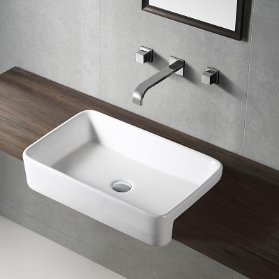 Square Semi-recessed Basin 595mm WB5937C